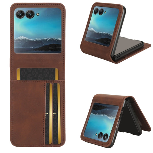 For Motorola Razr 40 Ultra Skin Feel Card Slot Leather Phone Case(Brown) - Motorola Cases by buy2fix | Online Shopping UK | buy2fix