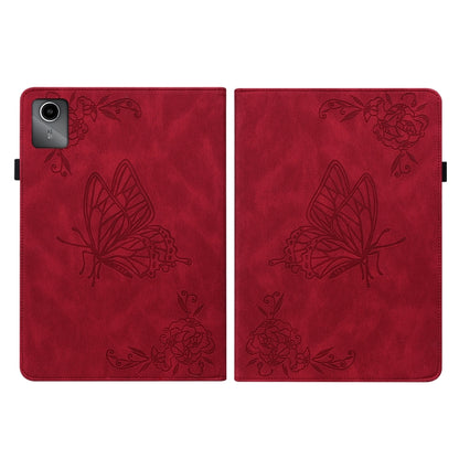 For Lenovo Tab M11/Xiaoxin Pad 11 2024 Butterfly Flower Embossed Leather Tablet Case(Red) - Lenovo by buy2fix | Online Shopping UK | buy2fix