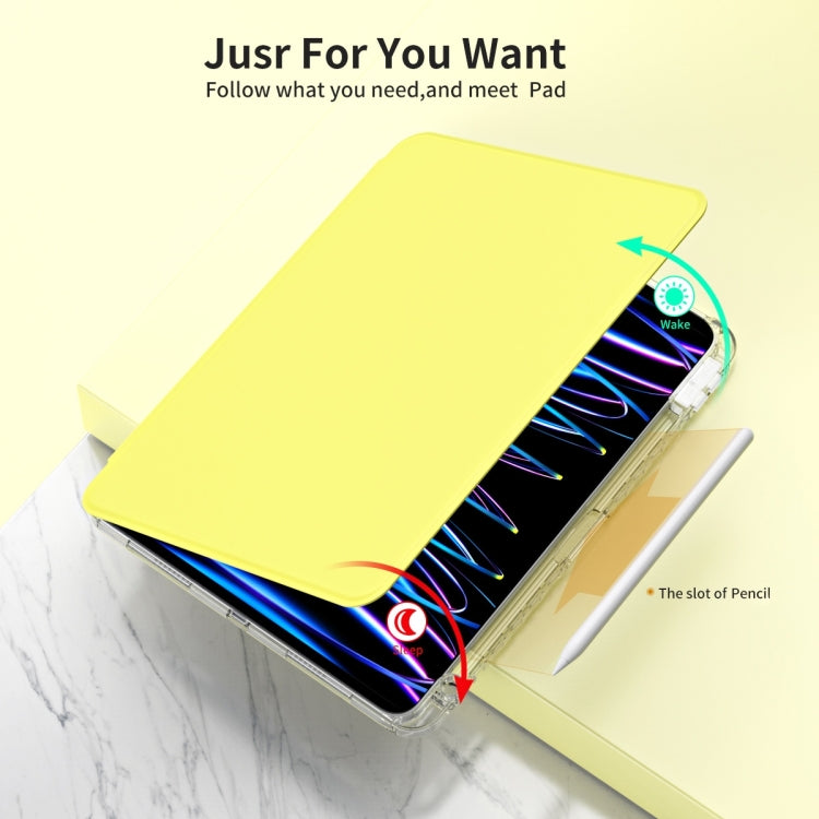 For iPad Pro 13 2024 360 Rotation Detachable Clear Acrylic Leather Tablet Case(Yellow) - iPad Pro 13 2024 Cases by buy2fix | Online Shopping UK | buy2fix