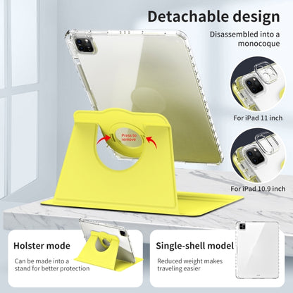 For iPad Pro 13 2024 360 Rotation Detachable Clear Acrylic Leather Tablet Case(Yellow) - iPad Pro 13 2024 Cases by buy2fix | Online Shopping UK | buy2fix