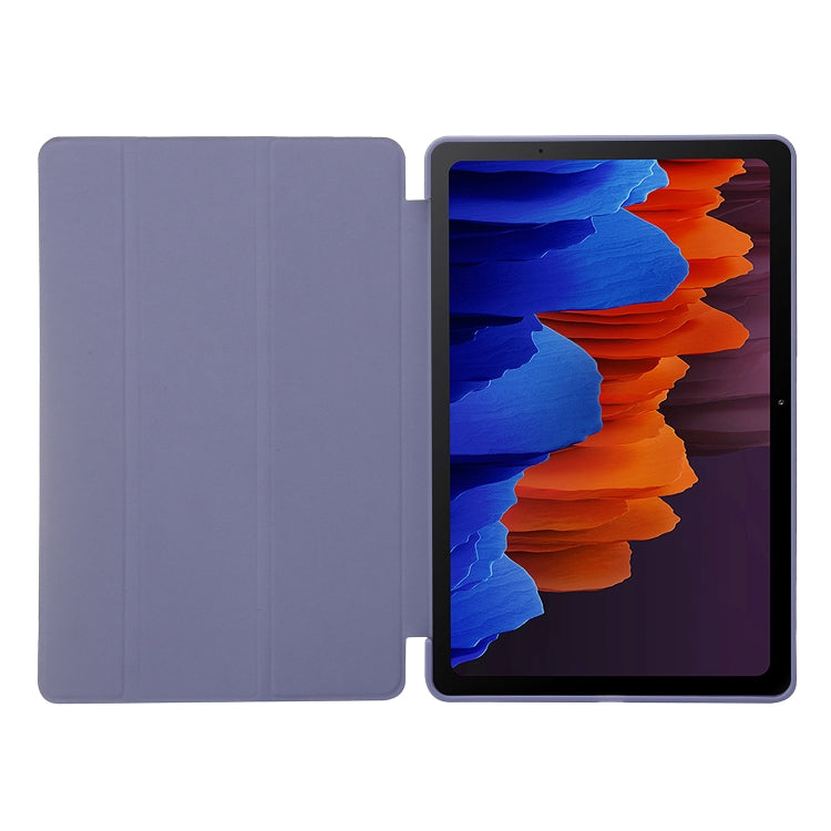 For Samsung Galaxy Tab S9+ 3-Fold Holder Silicone Leather Tablet Case(Dark Blue) - Galaxy Tab S9+ Cases by buy2fix | Online Shopping UK | buy2fix