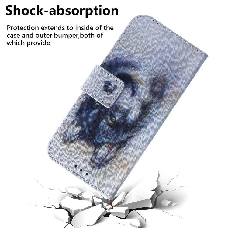 For Motorola Moto G Power 5G 2024 Coloured Drawing Flip Leather Phone Case(White Wolf) - Motorola Cases by buy2fix | Online Shopping UK | buy2fix