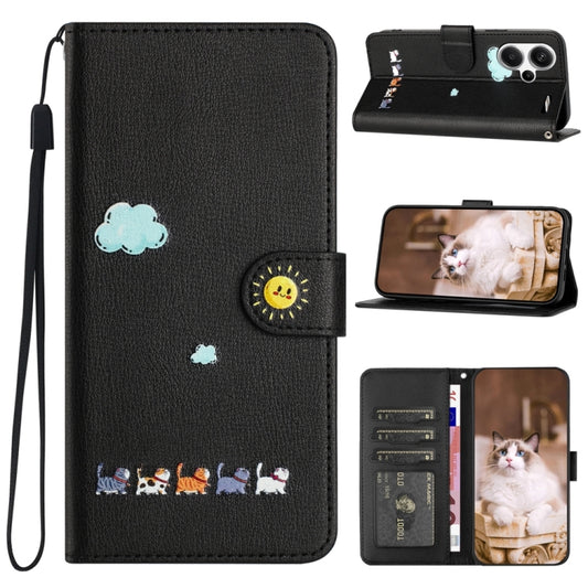 For Xiaomi Redmi Note 13 Pro+ Cartoon Cats Leather Phone Case(Black) - Note 13 Pro+ Cases by buy2fix | Online Shopping UK | buy2fix