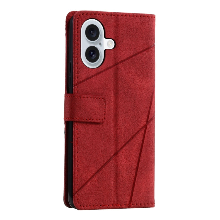 For iPhone 16 Plus Skin Feel Splicing Leather Phone Case(Red) - iPhone 16 Plus Cases by buy2fix | Online Shopping UK | buy2fix