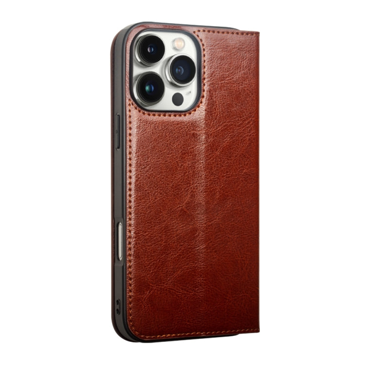 For iPhone 16 QIALINO Classic Genuine Leather Phone Case(Brown) - iPhone 16 Cases by QIALINO | Online Shopping UK | buy2fix