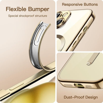 For iPhone 15 Plus Magsafe Magnetic Transparent Electroplated TPU Phone Case(Gold) - iPhone 15 Plus Cases by buy2fix | Online Shopping UK | buy2fix