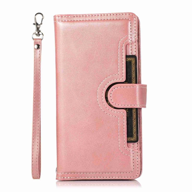 For iPhone 16 Pro Max Wristband Card Slot Leather Phone Case(Rose Gold) - iPhone 16 Pro Max Cases by buy2fix | Online Shopping UK | buy2fix