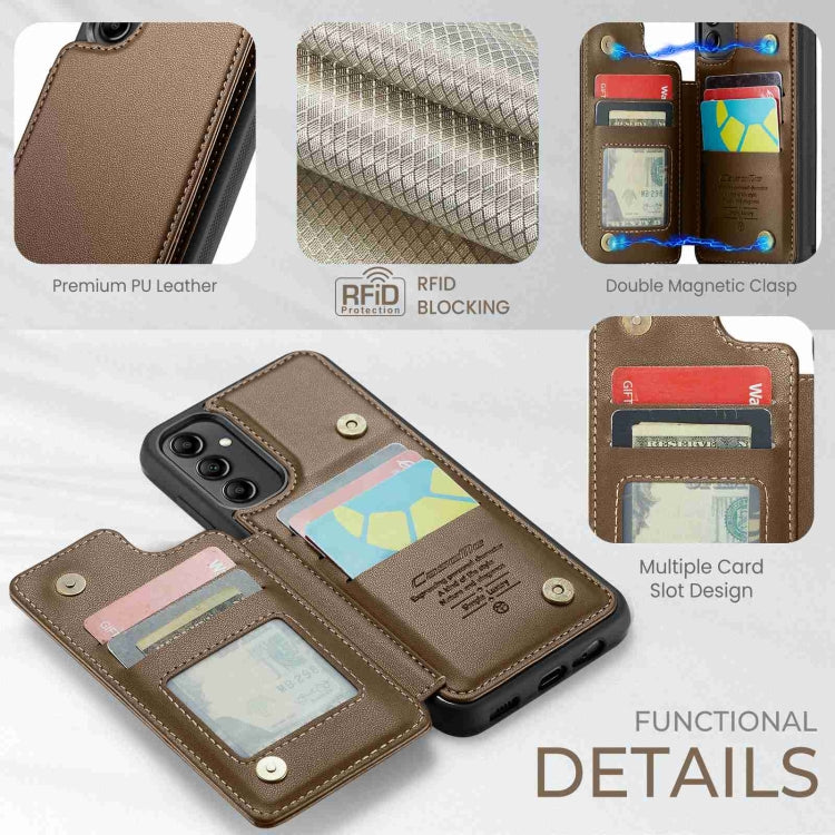 For Samsung Galaxy A14 CaseMe C22 Card Slots Holder RFID Anti-theft Phone Case(Brown) - Galaxy Phone Cases by CaseMe | Online Shopping UK | buy2fix