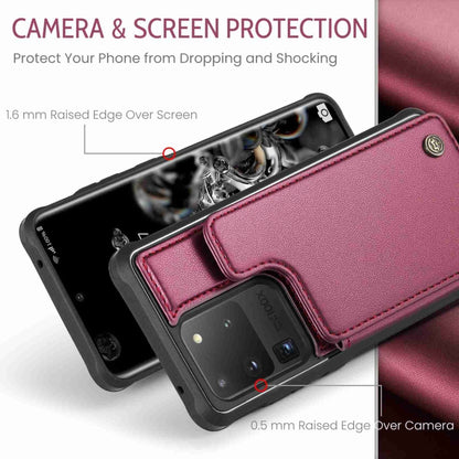 For Samsung Galaxy S20 Ultra CaseMe C22 Card Slots Holder RFID Anti-theft Phone Case(Wine Red) - Galaxy Phone Cases by CaseMe | Online Shopping UK | buy2fix