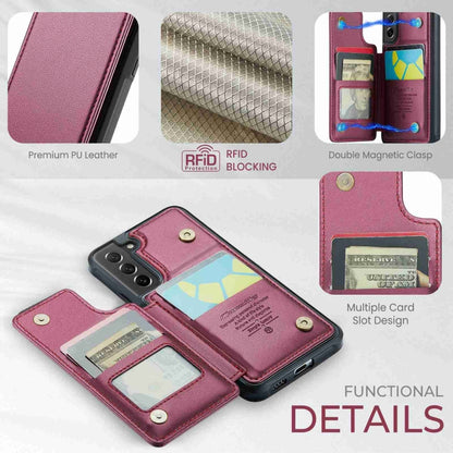 For Samsung Galaxy S21 FE 5G CaseMe C22 Card Slots Holder RFID Anti-theft Phone Case(Wine Red) - Galaxy Phone Cases by CaseMe | Online Shopping UK | buy2fix