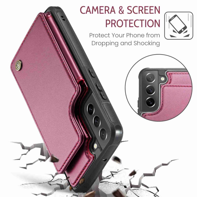 For Samsung Galaxy S21 FE 5G CaseMe C22 Card Slots Holder RFID Anti-theft Phone Case(Wine Red) - Galaxy Phone Cases by CaseMe | Online Shopping UK | buy2fix