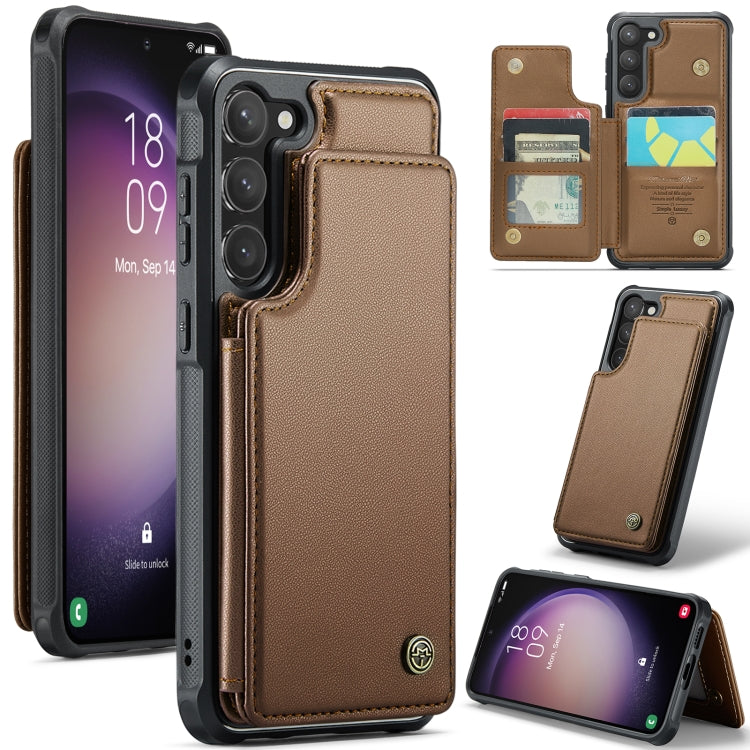 For Samsung Galaxy S23 5G CaseMe C22 Card Slots Holder RFID Anti-theft Phone Case(Brown) - Galaxy S23 5G Cases by CaseMe | Online Shopping UK | buy2fix