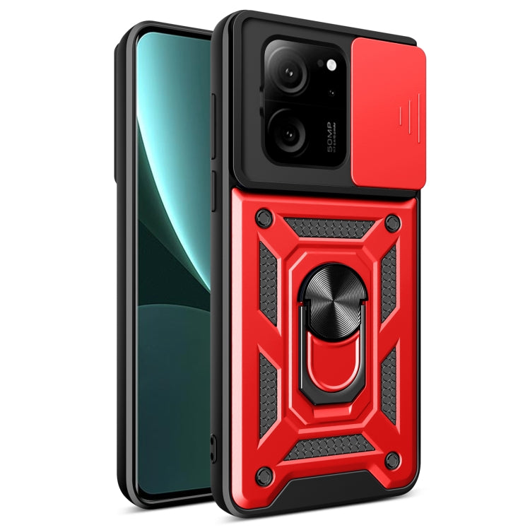 For Xiaomi 13T/13T Pro/Redmi K60 Ultra Sliding Camera Cover Design TPU Hybrid PC Phone Case(Red) - Redmi K60 Ultra Cases by buy2fix | Online Shopping UK | buy2fix