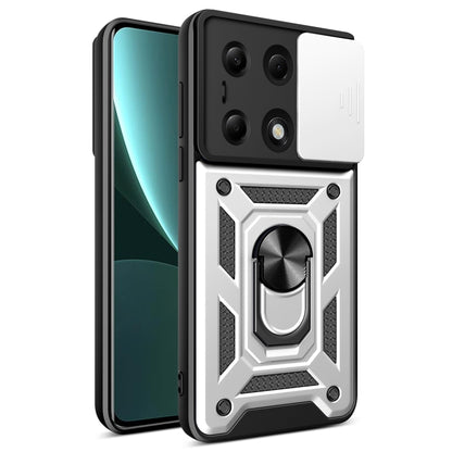 For Xiaomi Redmi Note 13 Pro 4G Global Sliding Camera Cover Design TPU Hybrid PC Phone Case(Silver) - Note 13 Pro Cases by buy2fix | Online Shopping UK | buy2fix