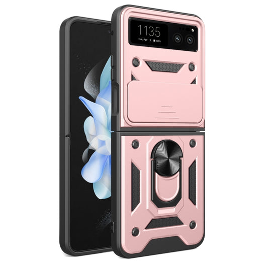 For Motorola Razr 40 Armor Ring Holder TPU Hybrid PC Phone Case(Rose Gold) - Motorola Cases by buy2fix | Online Shopping UK | buy2fix