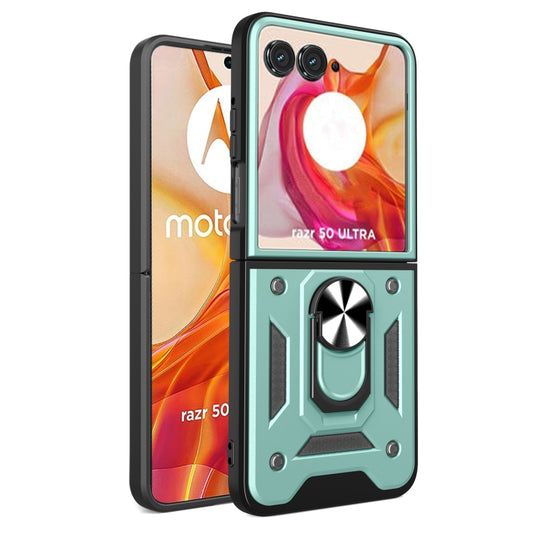 For Motorola Razr 50 Ultra Armor Ring Holder TPU Hybrid PC Phone Case(Mint Green) - Motorola Cases by buy2fix | Online Shopping UK | buy2fix