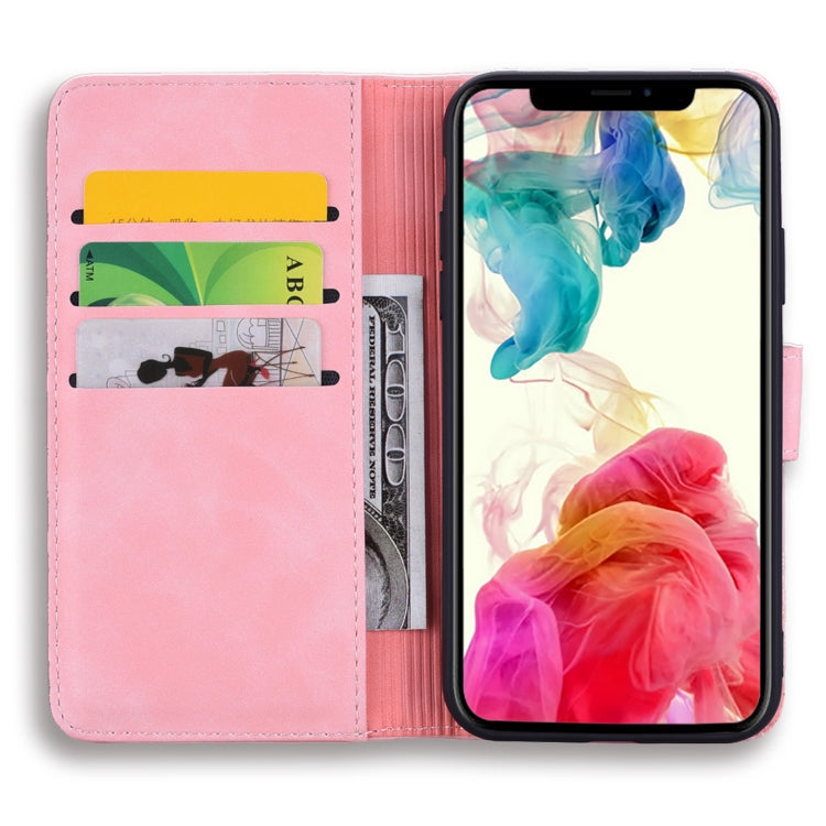 For iPhone 16 Pro Mandala Embossed Dual-Fold Calf Leather Phone Case(Pink) - iPhone 16 Pro Cases by buy2fix | Online Shopping UK | buy2fix