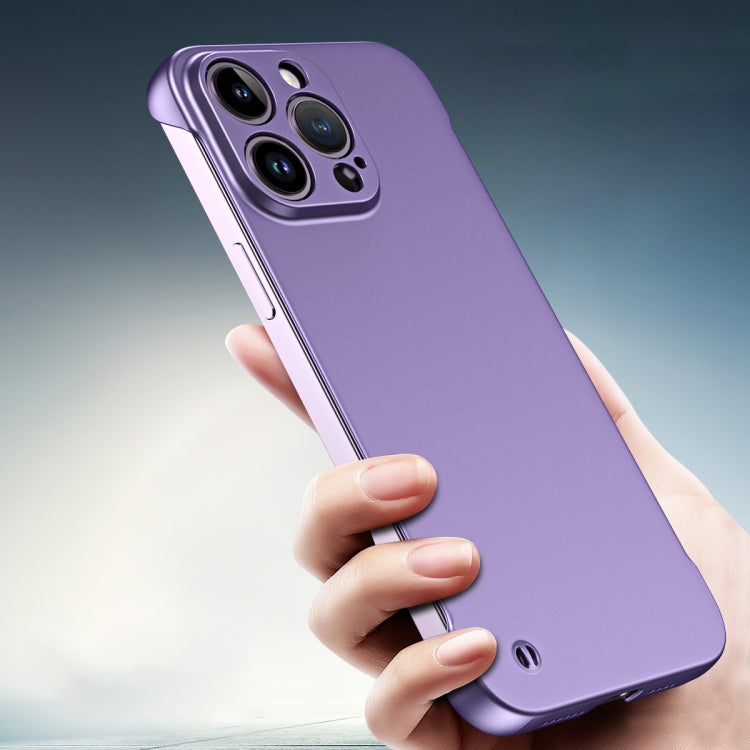 For iPhone 12 Pro Frameless Metallic Paint Hybrid PC Phone Case(Deep Purple) - iPhone 12 / 12 Pro Cases by buy2fix | Online Shopping UK | buy2fix