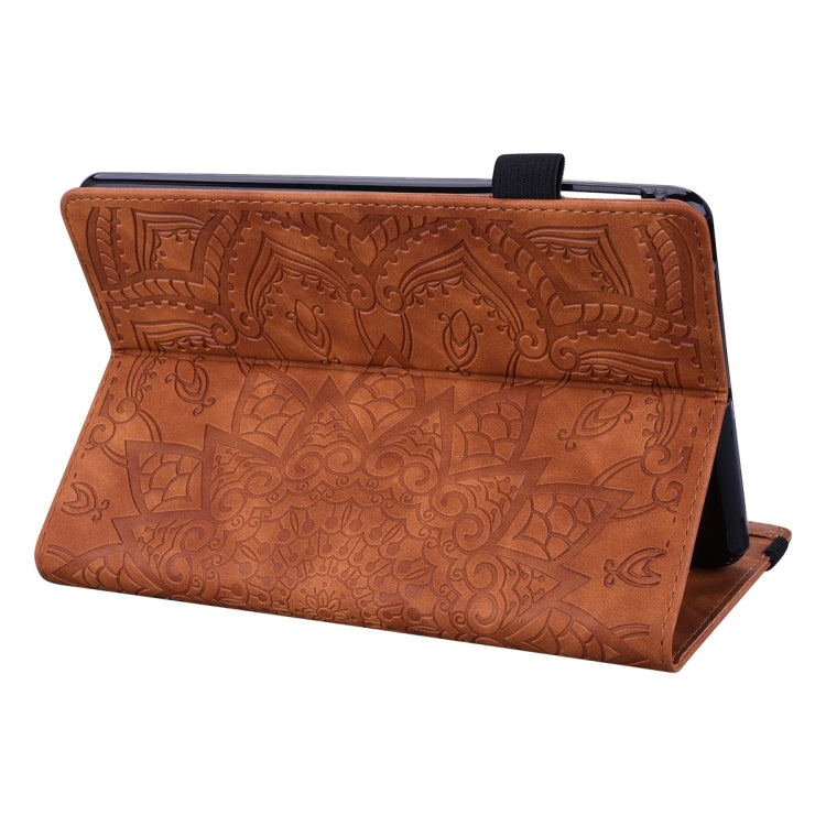 For Samsung Galaxy Tab S9 FE+ Calf Texture Embossed Leather Tablet Case(Brown) - Galaxy Tab S9 FE+ by buy2fix | Online Shopping UK | buy2fix