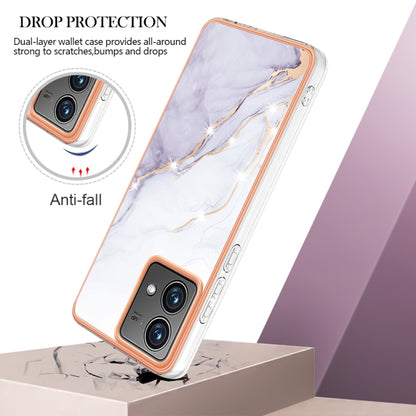 For Motorola Moto G84 Electroplating Marble Dual-side IMD Phone Case(White 006) - Motorola Cases by buy2fix | Online Shopping UK | buy2fix