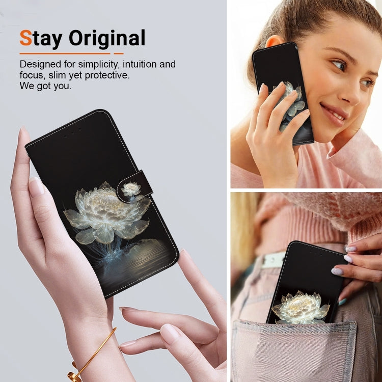 For iPhone 16 Pro Max Crystal Texture Colored Drawing Leather Phone Case(Crystal Peony) - iPhone 16 Pro Max Cases by buy2fix | Online Shopping UK | buy2fix