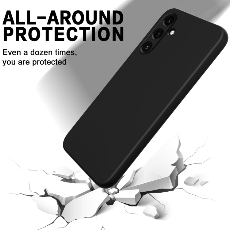 For Samsung Galaxy A55 5G Pure Color Liquid Silicone Shockproof Full Coverage Phone Case(Black) - Galaxy Phone Cases by buy2fix | Online Shopping UK | buy2fix