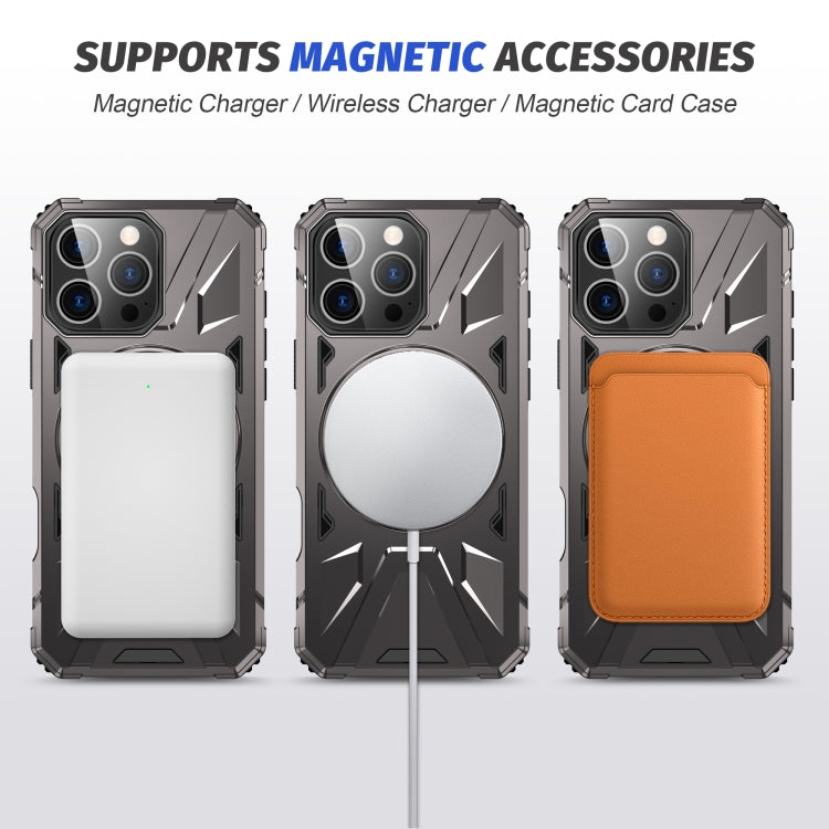 For iPhone 16 Pro MagSafe Magnetic Shockproof Phone Case with Ring Holder(Dark Grey) - iPhone 16 Pro Cases by buy2fix | Online Shopping UK | buy2fix