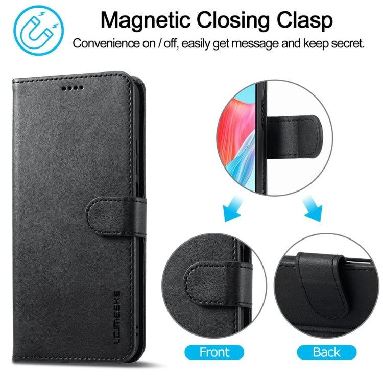 For OPPO A18 4G / A38 4G LC.IMEEKE Calf Texture Horizontal Flip Leather Case(Black) - A18 Cases by LC.IMEEKE | Online Shopping UK | buy2fix