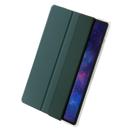 For Samsung Galaxy Tab S9+ 3-Fold Clear Acrylic Leather Tablet Case(Deep Green) - Galaxy Tab S9+ Cases by buy2fix | Online Shopping UK | buy2fix