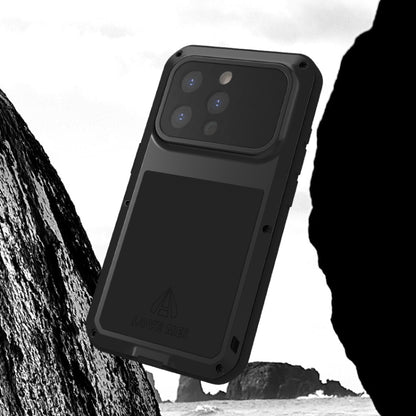 For iPhone 15 Pro LOVE MEI Metal Shockproof Life Waterproof Dustproof Phone Case(Black) - iPhone 15 Pro Cases by LOVE MEI | Online Shopping UK | buy2fix