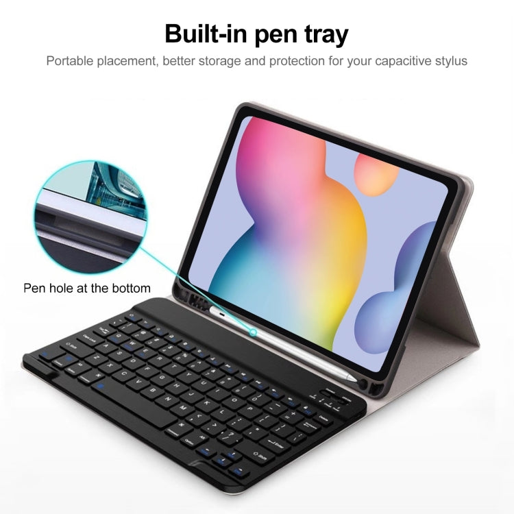 For Samsung Galaxy Tab S9 FE Square Cap Bluetooth Keyboard Leather Case with Pen Slot(Light Blue) - Samsung Keyboard by buy2fix | Online Shopping UK | buy2fix