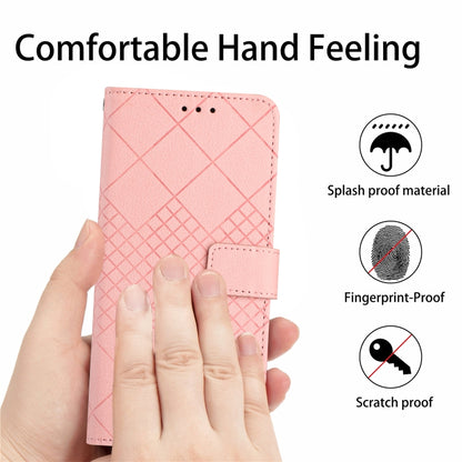 For iPhone 16 Pro Rhombic Grid Texture Leather Phone Case(Pink) - iPhone 16 Pro Cases by buy2fix | Online Shopping UK | buy2fix