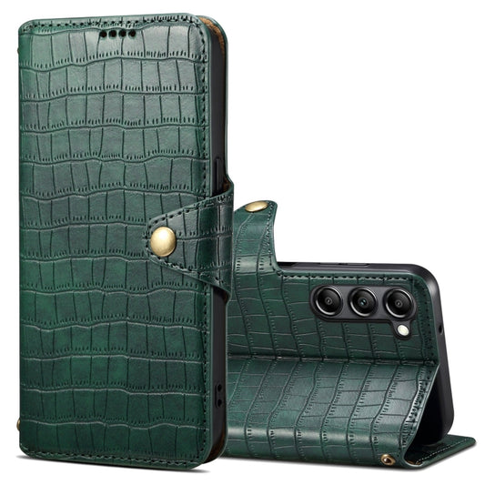 For Samsung Galaxy S24 5G Denior Crocodile Texture Oil Edge Leather Phone Case(Green) - Galaxy S24 5G Cases by Denior | Online Shopping UK | buy2fix