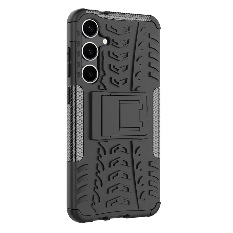 For Samsung Galaxy S24+ Tire Texture TPU + PC Phone Case with Holder(Black) - Galaxy S24+ 5G Cases by buy2fix | Online Shopping UK | buy2fix