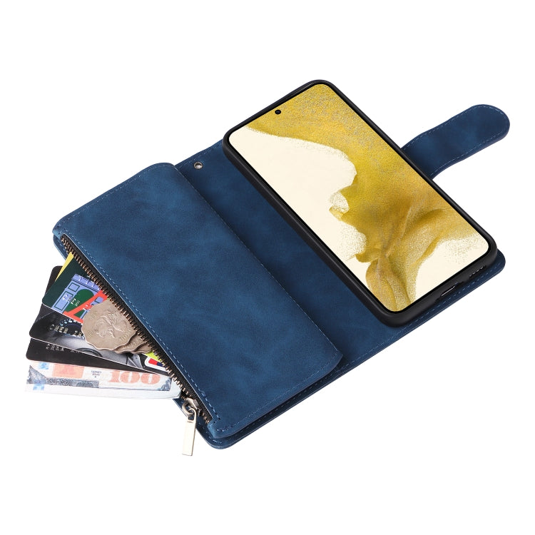 For Samsung Galaxy S23+ 5G Multifunctional Frosted Zipper Wallet Leather Phone Case(Blue) - Galaxy S23+ 5G Cases by buy2fix | Online Shopping UK | buy2fix