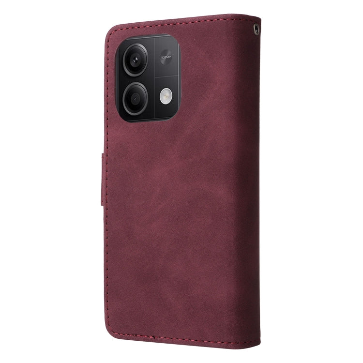 For Xiaomi Redmi Note 13 5G Multifunctional Frosted Zipper Wallet Leather Phone Case(Wine Red) - Note 13 Cases by buy2fix | Online Shopping UK | buy2fix