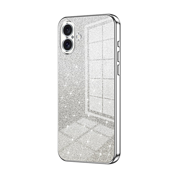 For iPhone 16 Plus Gradient Glitter Powder Electroplated Phone Case(Silver) - iPhone 16 Plus Cases by buy2fix | Online Shopping UK | buy2fix