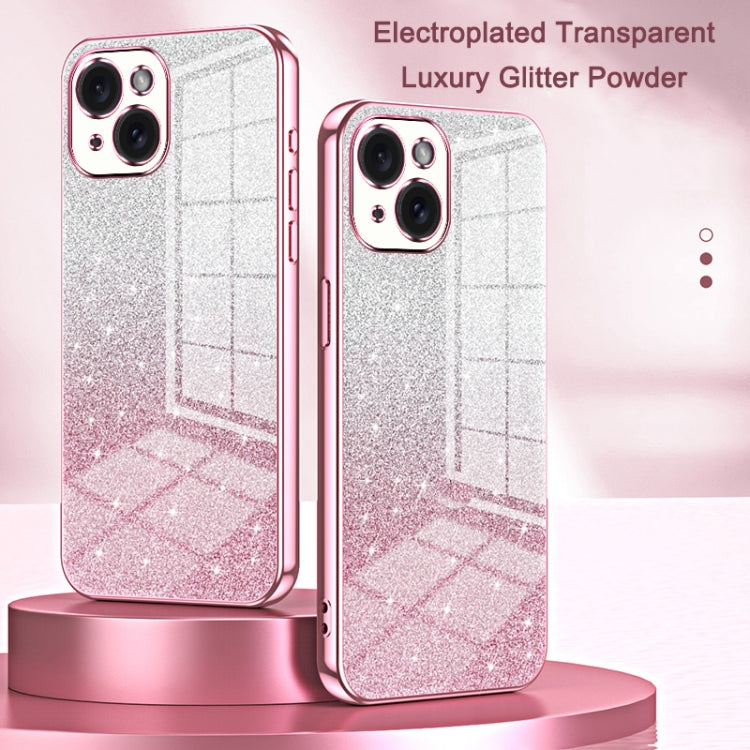 For iPhone 16 Plus Gradient Glitter Powder Electroplated Phone Case(Transparent) - iPhone 16 Plus Cases by buy2fix | Online Shopping UK | buy2fix