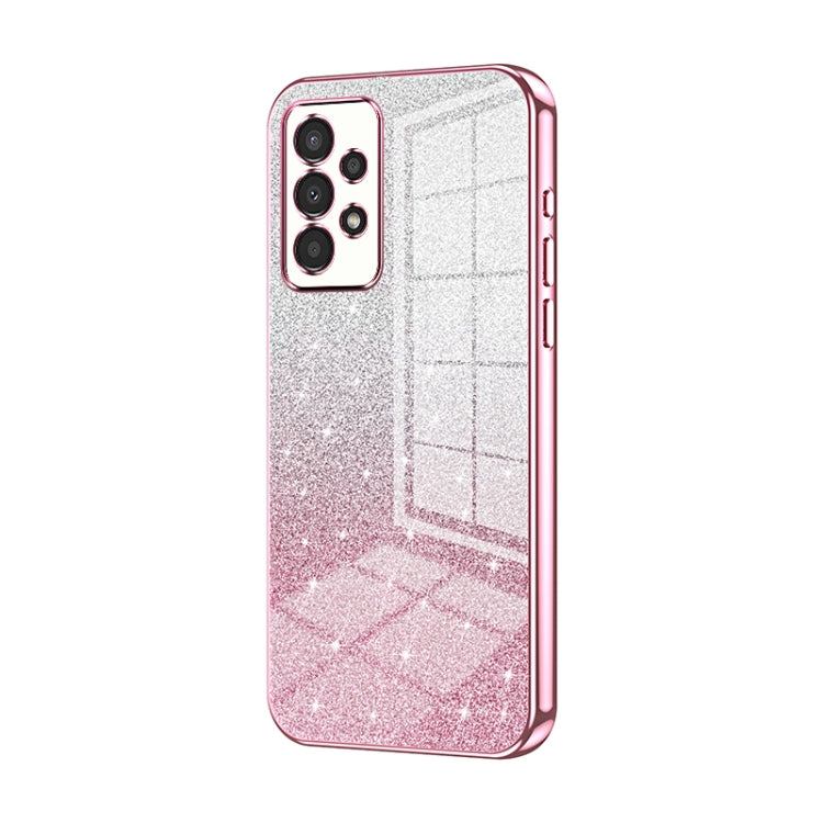 For Samsung Galaxy A13 4G Gradient Glitter Powder Electroplated Phone Case(Pink) - Galaxy Phone Cases by buy2fix | Online Shopping UK | buy2fix