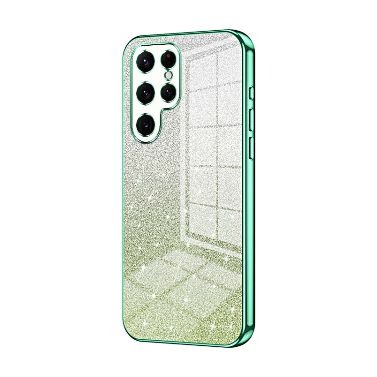 For Samsung Galaxy S22 Ultra 5G Gradient Glitter Powder Electroplated Phone Case(Green) - Galaxy S22 Ultra 5G Cases by buy2fix | Online Shopping UK | buy2fix