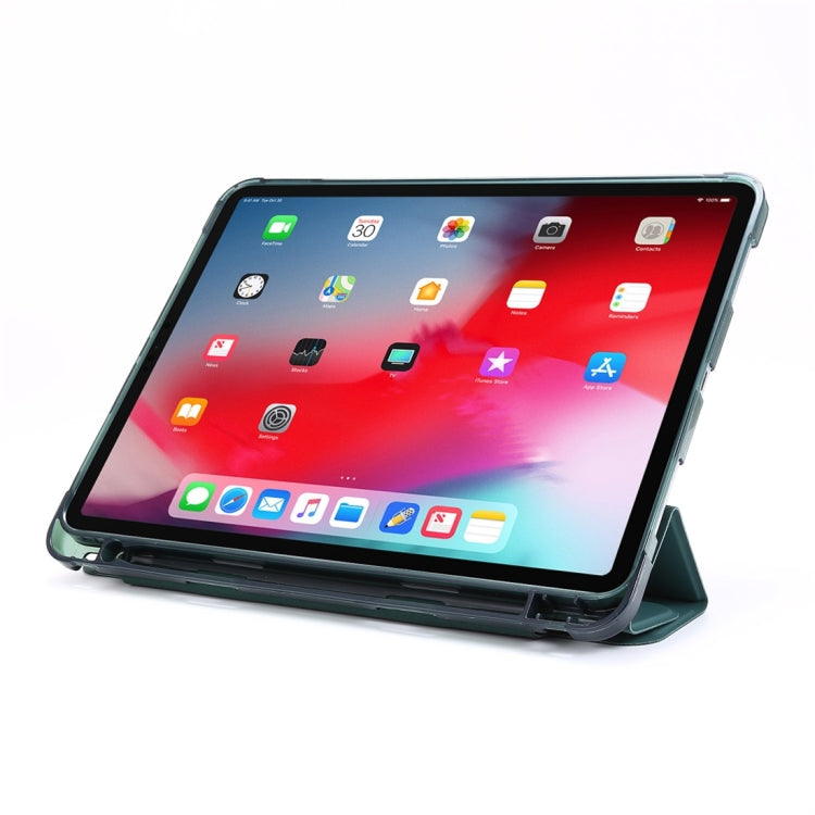 For iPad Air 13 2024 / Pro 12.9 2022 / 2021 Multi-folding TPU Leather Tablet Case with Holder & Pen Slot(Deep Green) - iPad Pro 12.9 (2018) Cases by buy2fix | Online Shopping UK | buy2fix