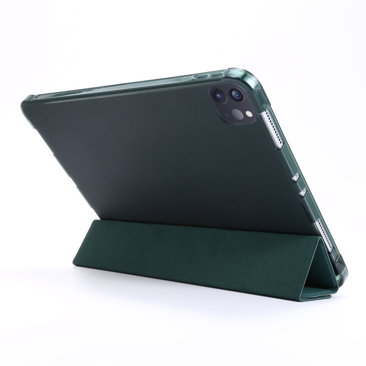 For iPad Air 13 2024 / Pro 12.9 2022 / 2021 Multi-folding TPU Leather Tablet Case with Holder & Pen Slot(Green) - iPad Pro 12.9 (2018) Cases by buy2fix | Online Shopping UK | buy2fix