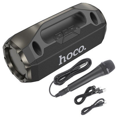 hoco HA3 Drum TWS Bluetooth 5.0 Speaker Support TF Card / AUX, with Wired Microphone(Black) - Desktop Speaker by hoco | Online Shopping UK | buy2fix