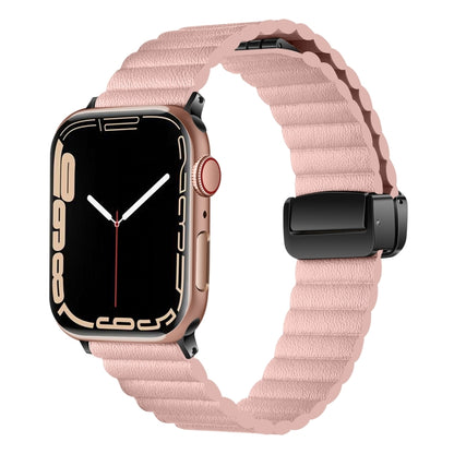 For Apple Watch Series 2 42mm Water Ripple Magnetic Folding Buckle Watch Band, Style: Bold Version(Pink) - Watch Bands by buy2fix | Online Shopping UK | buy2fix