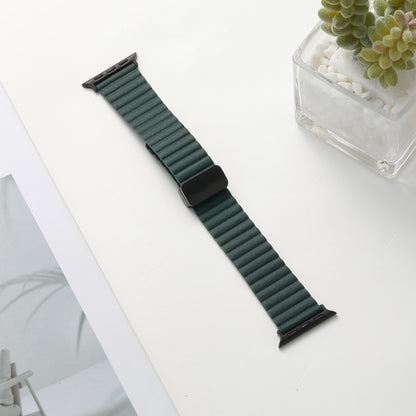 For Apple Watch 38mm Water Ripple Magnetic Folding Buckle Watch Band, Style: Bold Version(Dark Green) - Watch Bands by buy2fix | Online Shopping UK | buy2fix