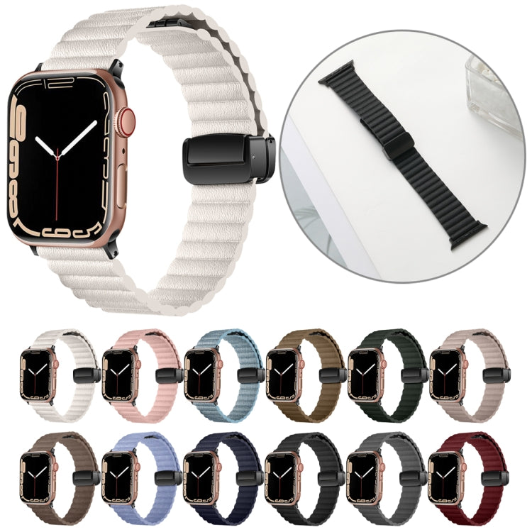 For Apple Watch Series 3 38mm Water Ripple Magnetic Folding Buckle Watch Band, Style: Bold Version(Black) - Watch Bands by buy2fix | Online Shopping UK | buy2fix