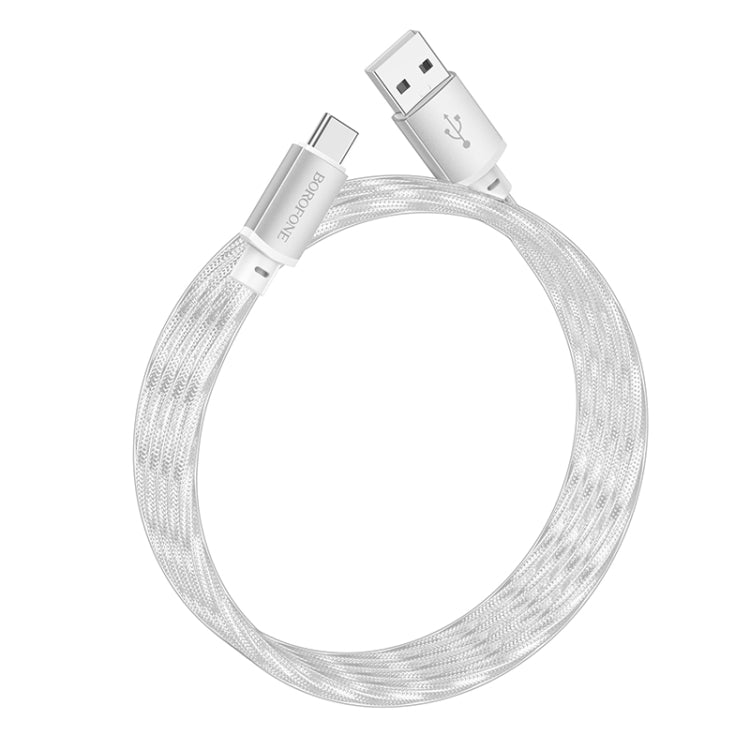 hoco BX95 Vivid 3A USB to USB-C / Type-C Silicone Charging Data Cable(Silver) - USB-C & Type-C Cable by hoco | Online Shopping UK | buy2fix