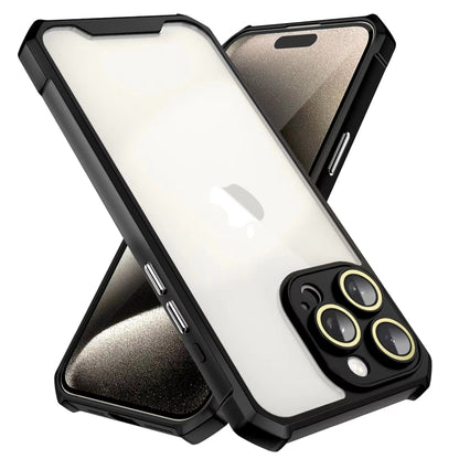 For iPhone 16 Pro Shockproof Acrylic Phone Case with Lens Glass Film(Black) - iPhone 16 Pro Cases by buy2fix | Online Shopping UK | buy2fix