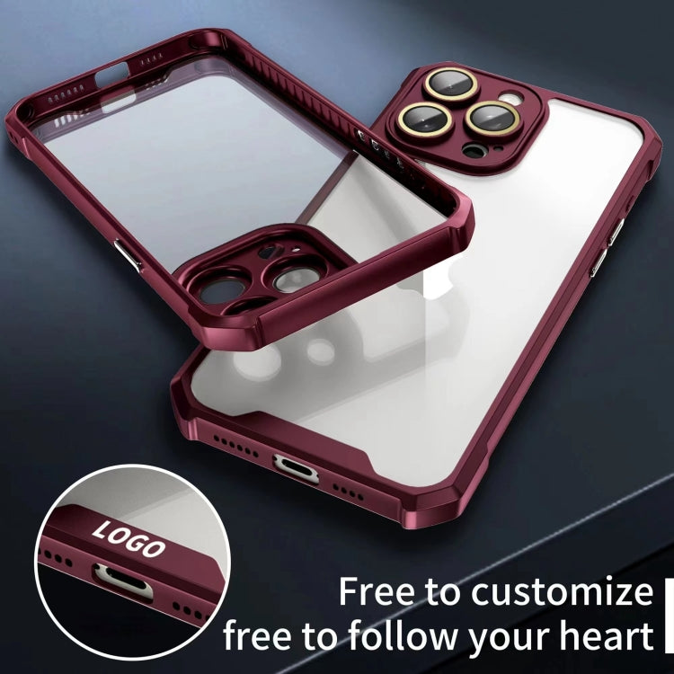 For iPhone 16 Pro Shockproof Acrylic Phone Case with Lens Glass Film(Wine Red) - iPhone 16 Pro Cases by buy2fix | Online Shopping UK | buy2fix