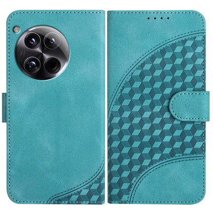 For OnePlus 12 YX0060 Elephant Head Embossed Phone Leather Case with Lanyard(Light Blue) - OnePlus Cases by buy2fix | Online Shopping UK | buy2fix